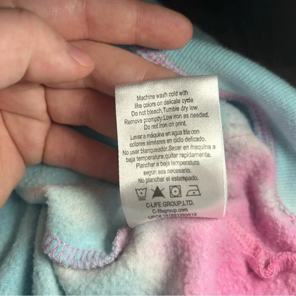 MTV Pastel Pink and Blue Tie Dye Hoodie with Logo Small - Picture 11 of 11